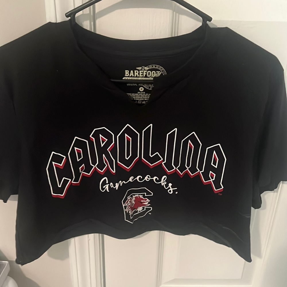 Carolina gamecocks top v neck cropped t shirt USC South Carolina
